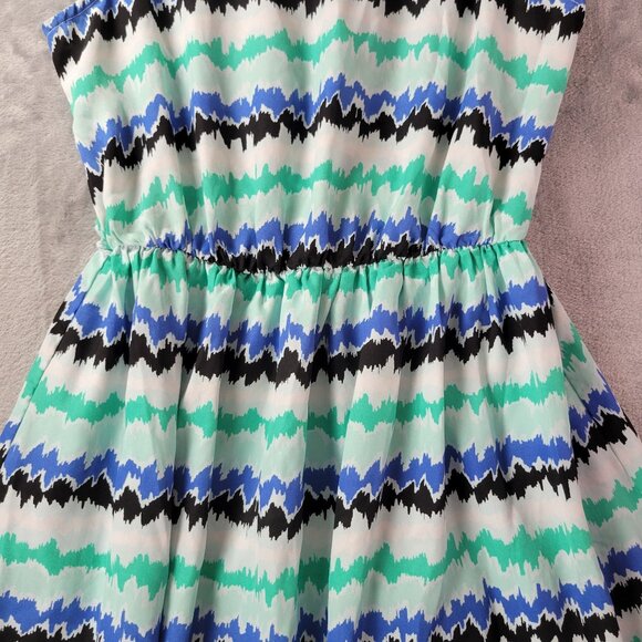George Womens Mini Dress S Blue‎ Green Black Abstract Print Sleeveless Summer - Picture 3 of 10